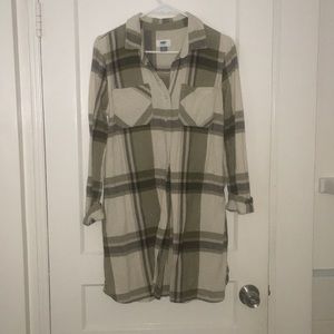 Cute Olive Plaid Old Navy Shirt Dress